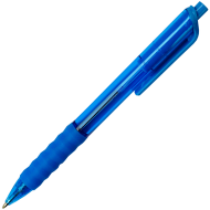 Pix cu mecanism de 1 MM, Aihao BP201V, cu mina albastra, grip de cauciuc, corp transparent albastru, din plastic, 14.5 CM